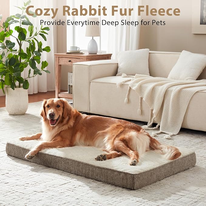 JOEJOY Orthopedic Dog Bed for Small Dogs, Washable Dog Crate Bed Small Sized with Removable Cover, Egg Memory Foam Pet Beds, Beige, 23"x17"