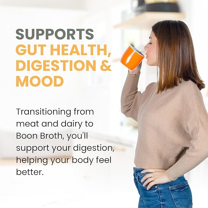 Boon Broth Supports Digestion, Skin & Joint Health-Plant-Based Soup Powder With 72 Trace Minerals for Energy, Balance & Wellness - High-Calcium Vegetable Broth for Sipping, Fasting & Gut Health- 4 Oz