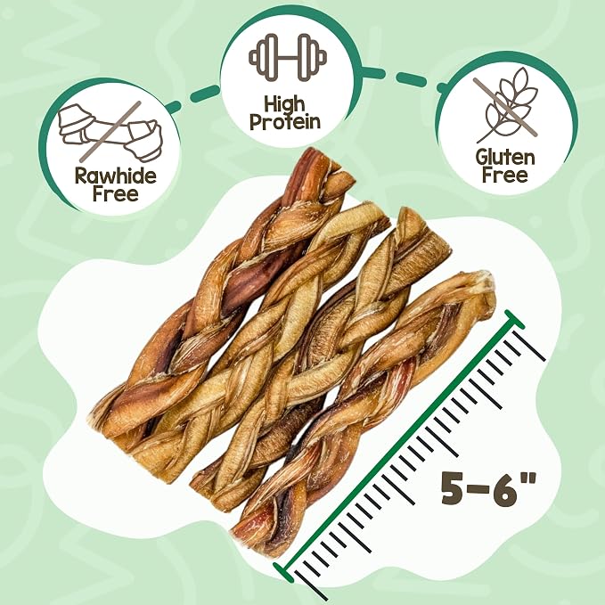 Nature Gnaws Braided Bully Sticks 5-6" for Small Dogs, 3 Count