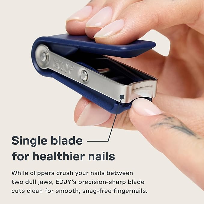 EDJY Fingernail Cutter - Precision Stainless Steel Nail Cutter for Fingernails | Sharp Blade, Ergonomic Design, Durable & Rust-Resistant | Ideal for Men and Women | Navy