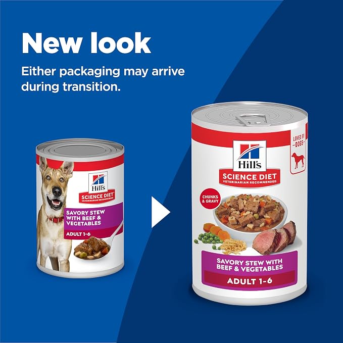 Hill's Science Diet Adult 1-6 Wet Dog Food | #1 Veterinarian Recommended, Beef & Vegetables, 12.8 oz. Cans, 12-Pack