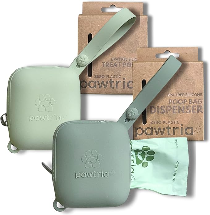 Pawtria Silicone Walk Duo Set: Treat Case + Poop Bag Holder