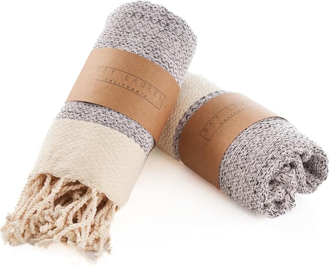 BAY LAUREL Turkish Hand Towel – Pack of 2 | Soft & Absorbent Decorative Towels for Bathroom, Hand, Face, Hair, Gym, Yoga, SPA, Kitchen & Tea | Boho Decor (Blush Pink, Diamond 15x26 Inches (Set of 2)