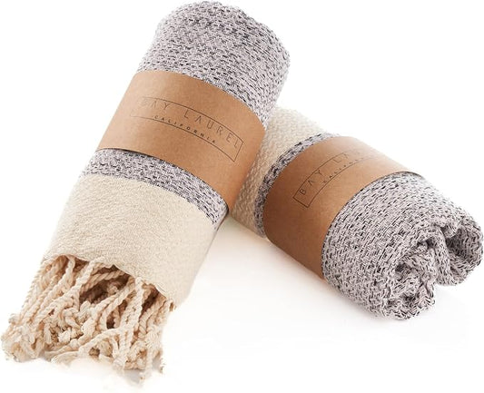 BAY LAUREL Turkish Hand Towel – Pack of 2 | Soft & Absorbent Decorative Towels for Bathroom, Hand, Face, Hair, Gym, Yoga, SPA, Kitchen & Tea | Boho Decor (Blush Pink, Diamond 15x26 Inches (Set of 2)