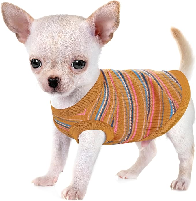 Elevate Your Pet's Comfort and Fashion: Premium 100% Cotton Rib Dog Shirt Vest for Small Breeds Like Chihuahuas, Yorkies, and Puppies .Year-Round Style with Tank-Style Puppy Attire Ginger Large