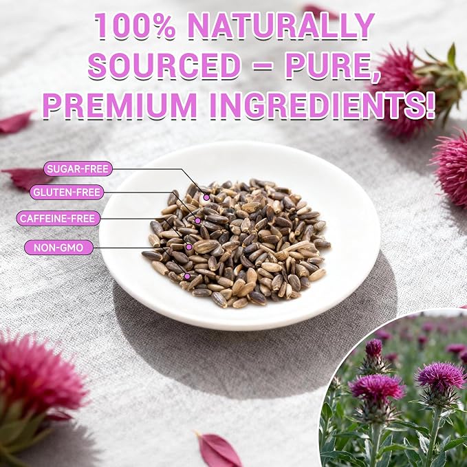 Milk Thistle Tea (50 Bags) - 100% Natural Liver Support Milk Thistle Seed | Non-GMO, Gluten-Free, Vegan | Resealable Freshness Packaging