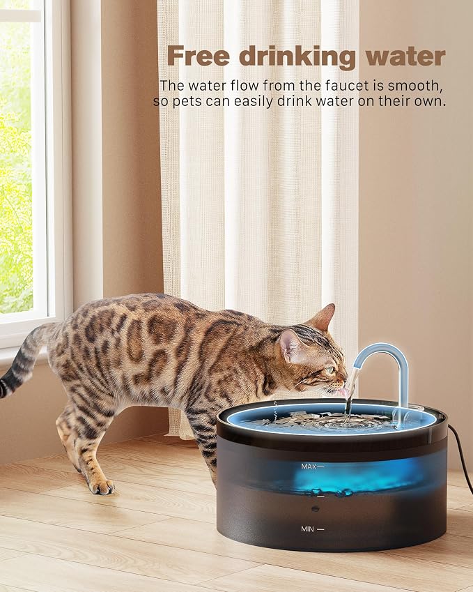 Cat Water Fountain: 108oz/3.2L Cat Fountain Super Silent Pet Drinking Dispenser - Water Fountains for Kitty Indoor - Quiet Pump and Faucet Design - Suitable for Cats and Dogs - BEMOONY | BPA-Free Pet Water Fountain - Water Fontains for Cats Indoor - Su...