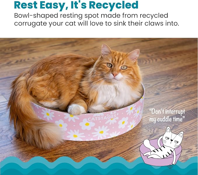 Catstages Scratch & Snuggle 2-in-1 Cat Scratcher & Lounger, Corrugated Cardboard Scratching Pad, Bowl-Shaped Design for Kittens & Indoor Cats up to 15 lbs, 16"
