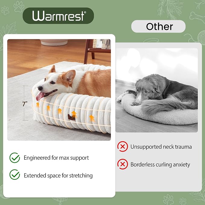 Washable Dog Bed for Small Medium Dogs, Rectangle Orthopedic Pet Bed with Removable Cover, Fluffy Memory Foam Dog Beds with Anti-Slip Bottom, Cream (25x21x7 inches)
