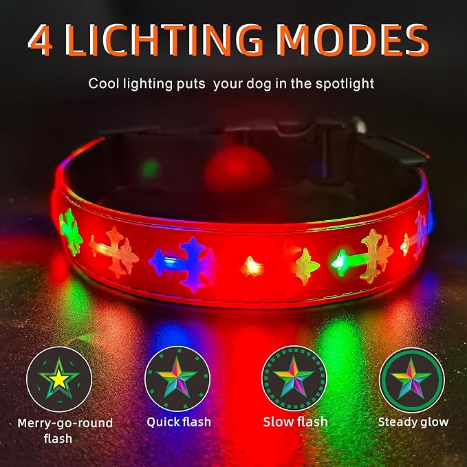 Light Up Glow Dog Collar with Chinese Style AirTag Holder