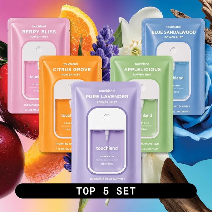 Touchland Hand Sanitizer Spray, Top 5 Set - 5 x 1 FL OZ