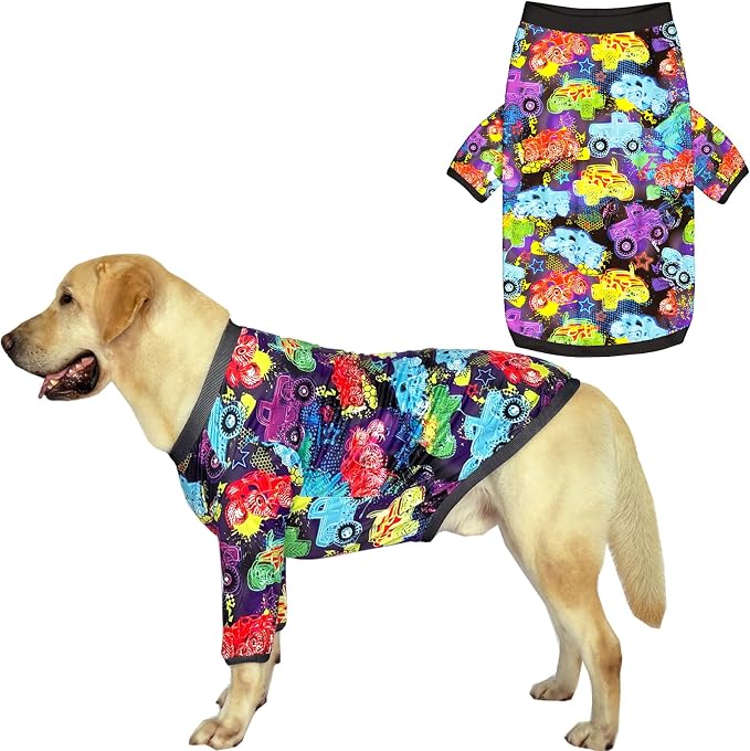 Dog T Shirts with Monster Truck Pattern Printed Pet Shirt Softable Pajamas for Large Dogs,Truck 3XL