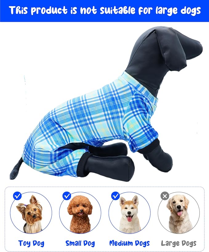 PET SHOW 4 Pack Boy Fleece Dog Pajamas Warm for Extra Small Dogs | Soft stretchy dogs onesies,male blue pjs with sleeve,holiday jumpsuit costume for small pets cats,XS