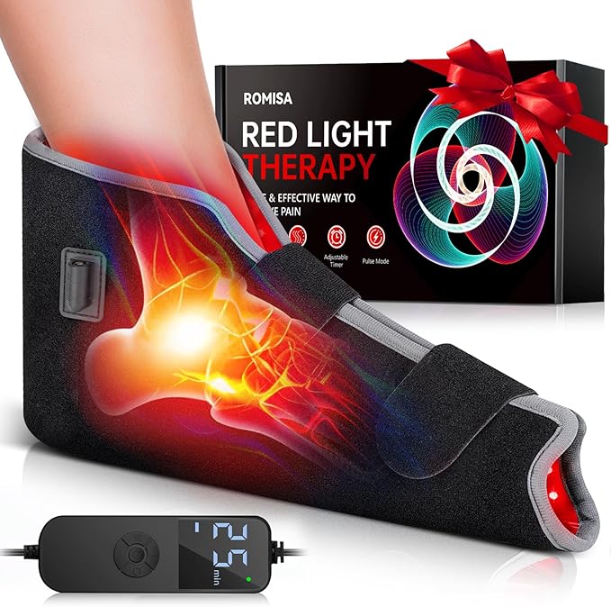Red Light Therapy for Feet, 660nm & 850nm Near Infrared Light Therapy Heat Therapy Foot Wrap with Timer, Infrared Light Shoe for Foot Ankle Heel Joint.