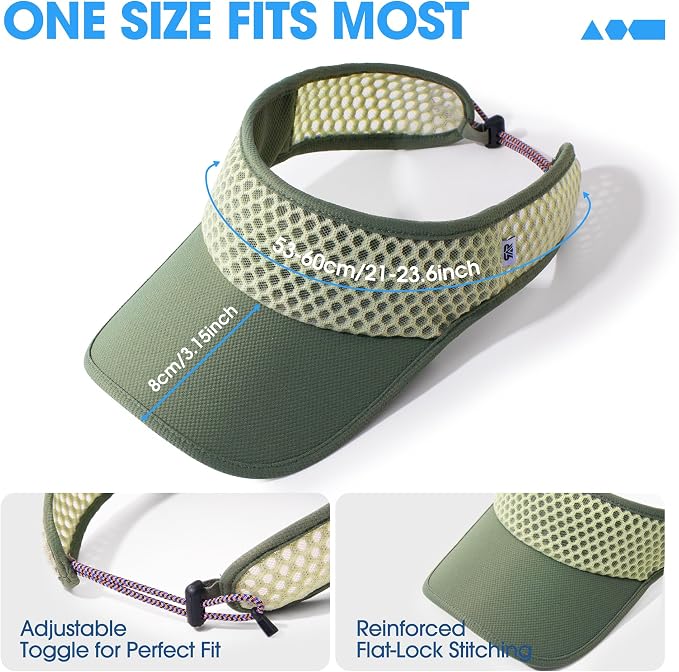 LONGLONG Sports Sun Visor Hat with Non-Slip Toggle Breathable for Women Men | Adjustable Quick Dry Moisture-Wicking Soft Lightweight Mesh Sun Protection Cap Golf Tennis Pickleball Running Garden Hiking