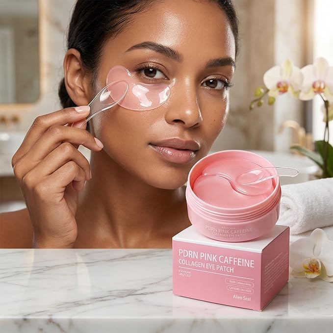 PDRN Pink Caffeine Collagen Eye Patch for Night CareㅣFuller-Looking Eye Area, Under-Eye Puffiness, Dark Circles Care for Smooth, Radiant & Youthful-Looking | Korean Skincare, K-Beauty (1PC)