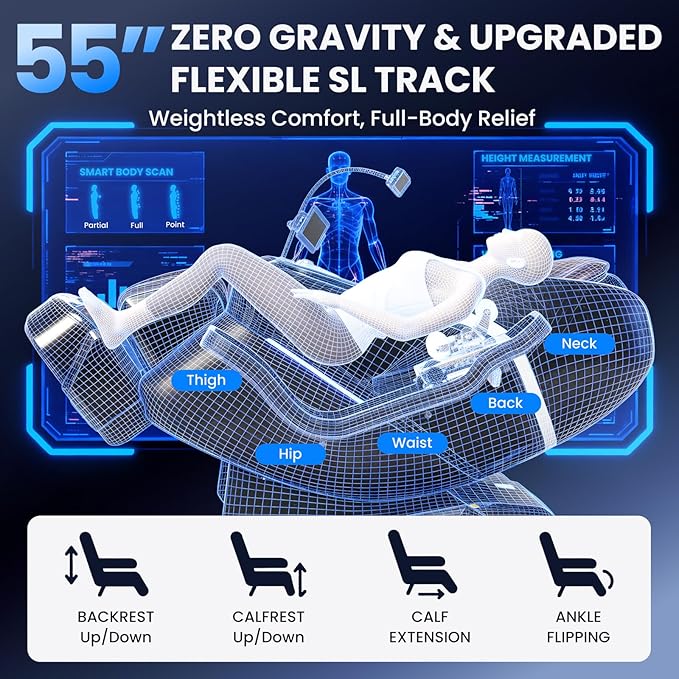 Space Walk & Ankle Stretch 4D Massage Chair Full Body, Unique 2026 Zero Gravity SL-Track Shiatsu Massage Chair Recliner, Electric Calfrest Extension & Foot Rollers, AI Voice Control S002 Black