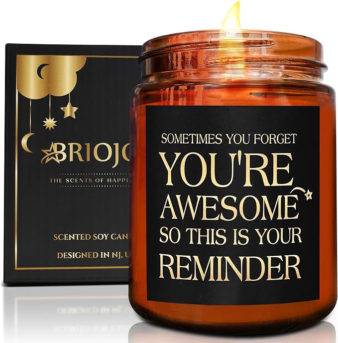 Inspirational Candles for Women Men - Unique Birthday, Appreciation, Relaxation - Gift for Her Him Sister Son Daughter Best Friend Coworker - Mahogany Teakwood Scented Soy Candle for Home