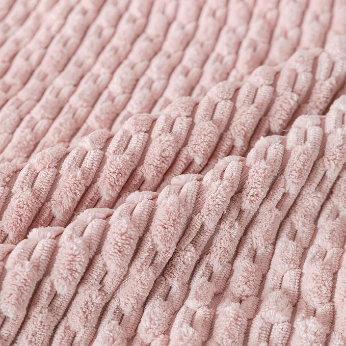 Set of 4 Light Pink Decorative Throw Pillow Covers 26x26 Inch Corduroy Pillow Covers for Bed Couch Sofa Living Room Soft Square Cushion Cases