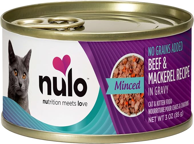 Nulo Freestyle Grain-Free Minced Wet Canned Food for Cats and Kittens, Beef & Mackerel, 3 Ounce, 24 Cans