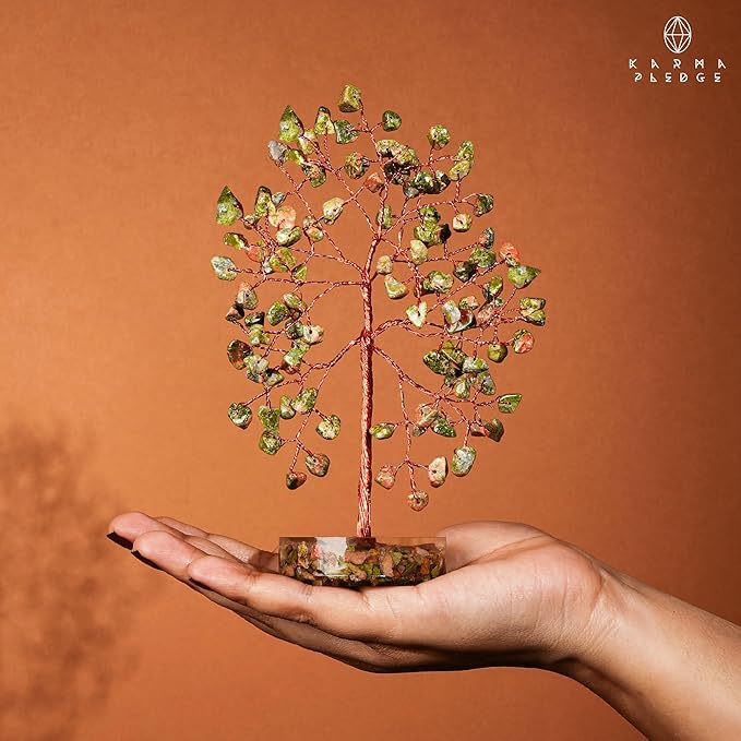 Unakite Crystal Tree of Life Birthday Gifts for Women, Men, Friends, Handmade Chakra Healing Crystals Tree for Home Office Decor, Positivity, Good Luck, Money, Unique Gifts for Her Mom, Sister, Dad