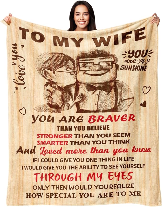 Anniversary Romantic Gifts for Women, To My Wife Blanket from Husband | Birthday Gifts for Wife - I Love You Gift for Her - Christmas Valentines Mothers Day Gift Ideas - Wife Blanket 50"x60"