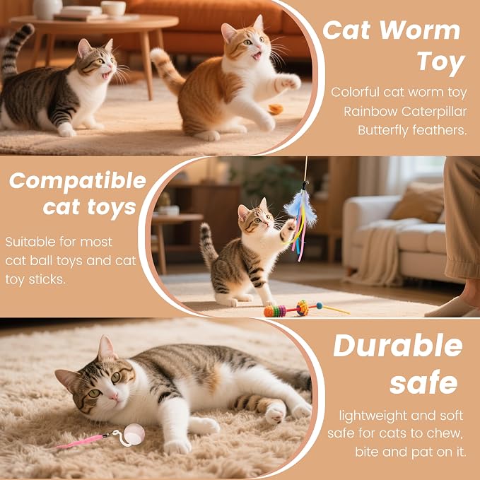 Interactive Cat Toys Replacement Tails Accessories for Cat Ball, 10Pcs