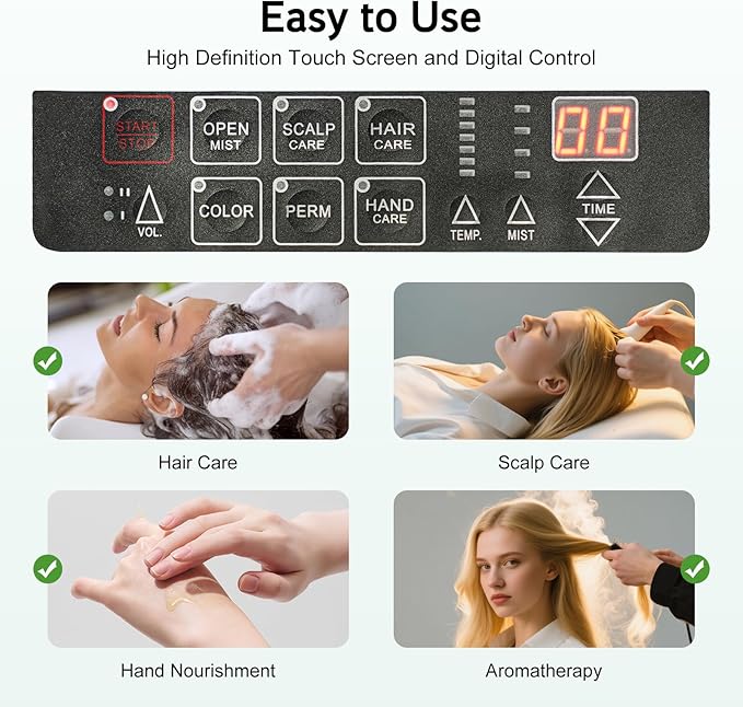 110V 500W Nano Hair Steamer Machine, Professional Micro Mist Salon Hair Processor, Salon Spa Equipment Vertical Nano Hair Steamer for Deep Hair Care Repair, Hair Styling
