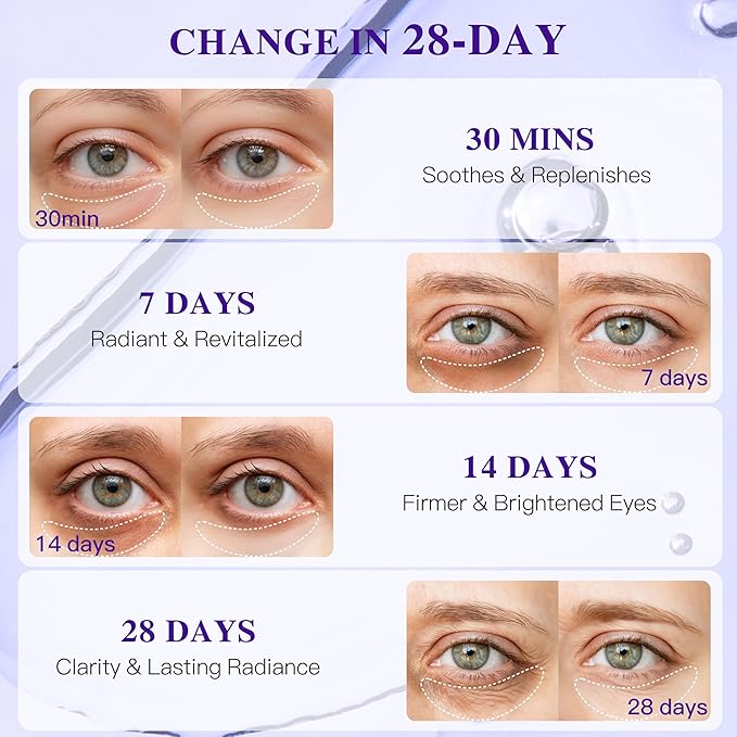 Instant tightener under eye patches with Grape Seed, Dark circles treatment eye patches with Women beauty, Puffy eyes treatment of under eye mask, 12 Pairs, Purple