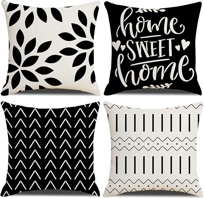 Throw Pillow Covers 24x24Inch, Pillow Covers 24x24,Squar Pillow Covers Set of 4 Boho Modern Farmhouse Neutral Decorative Pillowcases Linen Cushion Case for Couch, Bed, Home Decor