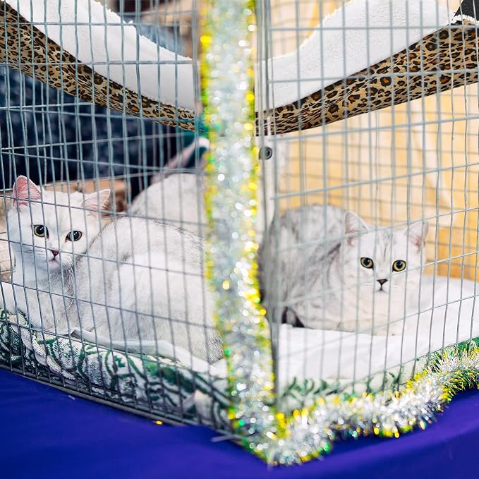 Jetec 2 Pack Cat Hammock for Cage, Leopard and Dot, M | Catio Accessories, Reversible Soft Cats Bed, Adjustable Straps and Hooks, Double-sided Linen, Fleece Hanging Hammock for Cats
