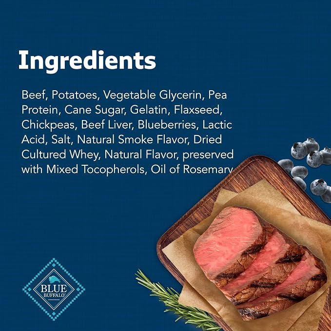Blue Buffalo Stix Beef Pepperoni-Style Dog Treats, 1 oz, 12 ct | Real Beef #1 Ingredient, Soft & Easy to Tear, Developed by Veterinarians & Nutritionists, Great for Training