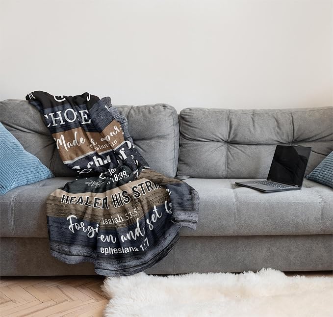 Christian Gifts for Men, Christian Gift Blanket 40"x50", Religious Gifts for Men, Catholic Gifts, Bible Gifts, Spiritual Gifts, Inspirational Gifts, Encouragement Birthday Gifts for Men of God