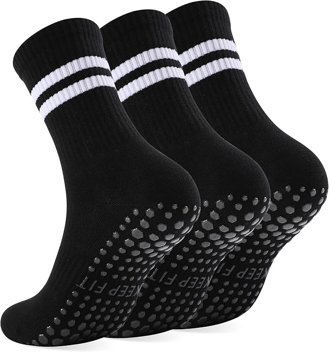 loudashuaiqi Grip Pilates Socks Non Slip Athletic Yoga Socks with Grips for Women Grippy socks for Hospital Workout Barre