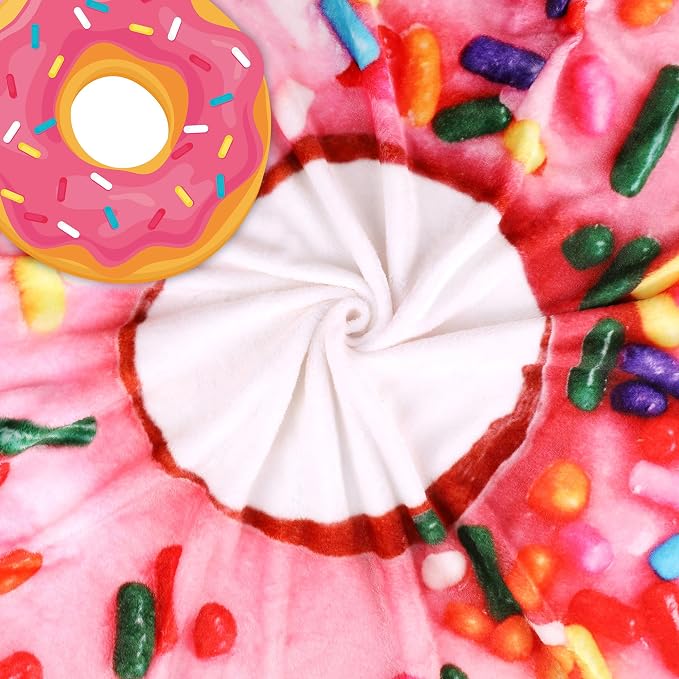 SeaRoomy 71 in Donut Blanket, Novelty Funny Food Blanket, Double Sided | White Elephant Gifts, Gag Gifts For Teen Boys & Girls, Novelty Christmas Birthday Presents, Double Sided, Soft Flannel