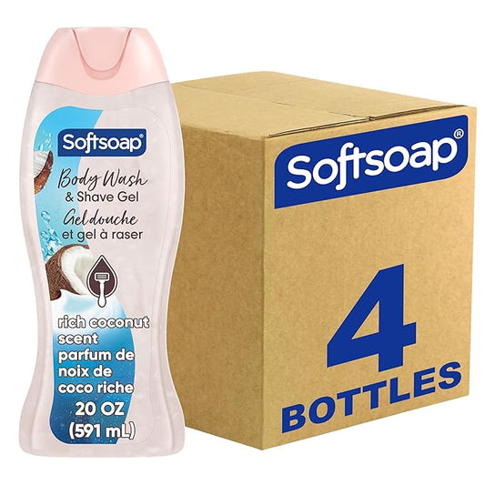Softsoap Moisturizing Body Wash and Shave Gel, For Softer Feeling Skin, Helps Razor Glide, Rich Coconut Scent, 20 fl oz