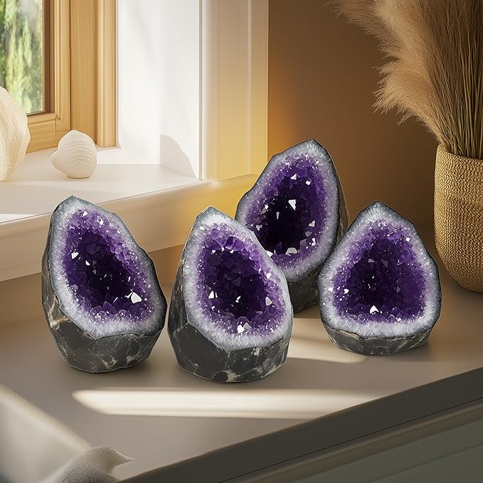 Amethyst Crystal (Approx. 0.882 lb–1.1lb, 3.15”–3.25”) Raw Amethyst Cluster Healing Crystals and Stones Reiki Chakra Tower Purple Quartz Geode for Spiritual Decor Crafts Protection