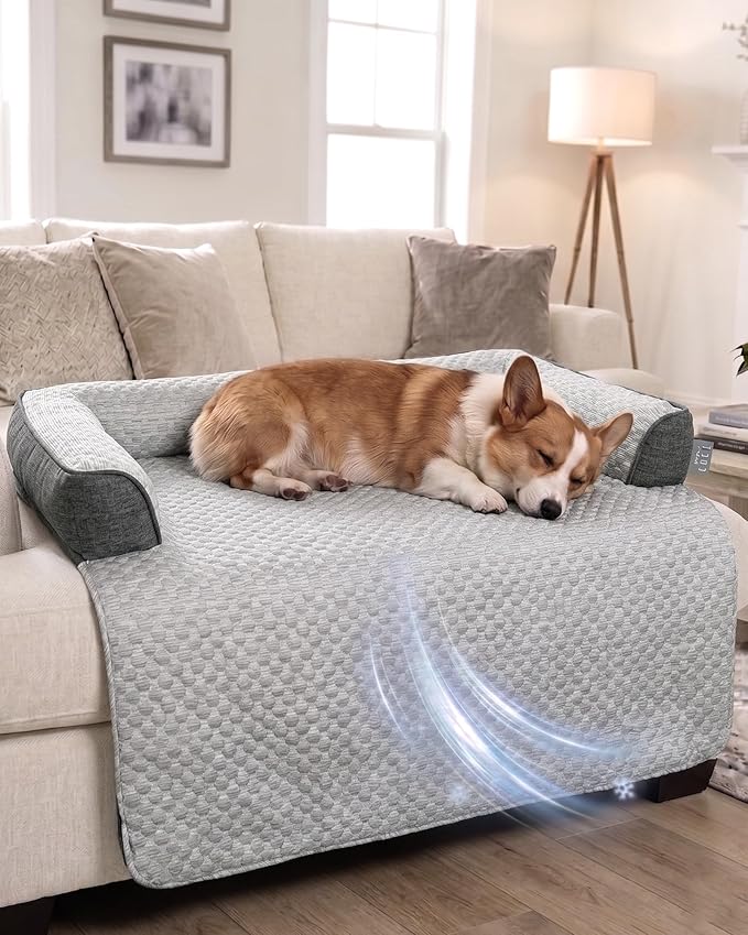 Cooling Dog Bed/Mat for Couch,Medium Size(41" x 37") Cooling Mat for Dog | Non-Slip&Manchine Washable,Ice Silk Cool Fiber Keep Pets Cool & Comfortable,Protects Sofa from Fur & Scratches