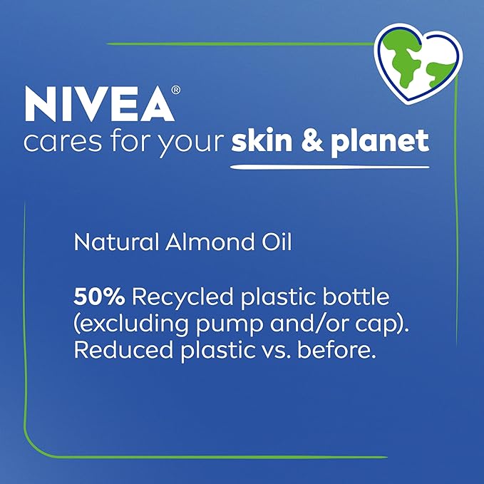 NIVEA Oil Infused Vanilla and Almond Oil Body Lotion for Women, Fast-Absorbing and Non-Greasy Vanilla Scented Lotion Moisturizes for 48 Hours, 16.9 Fl Oz Pump Bottle, Pack of 3