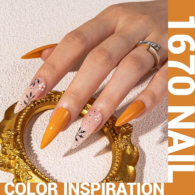 MelodySusie Thick Yellow Gel Nail Polish,0.5fl oz Fall Pumpkin Color Soak Off UV LED Fall Gel Polish Halloween Christmas Gift for Women Nail Art Manicure Salon DIY Nail Design Decoration at Home-1670