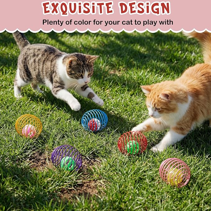 Jecery 5 Pcs Cat Toys Spring,Bell Ball,Multicolor