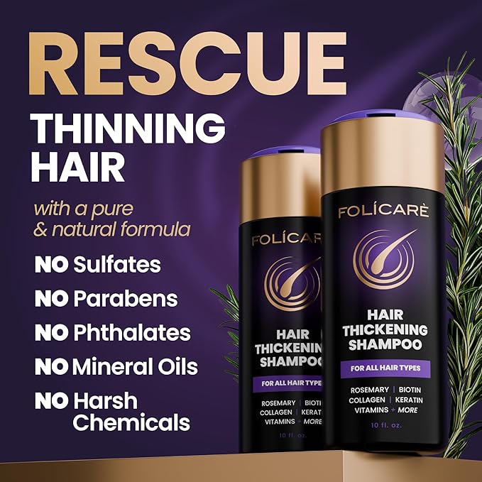 Thickening Hair Growth Shampoo For Women & Men, Biotin Shampoo, Intensive Repair for Thinning Damaged & Frizzy Hair, Split End Care, Sulfate & Paraben Free