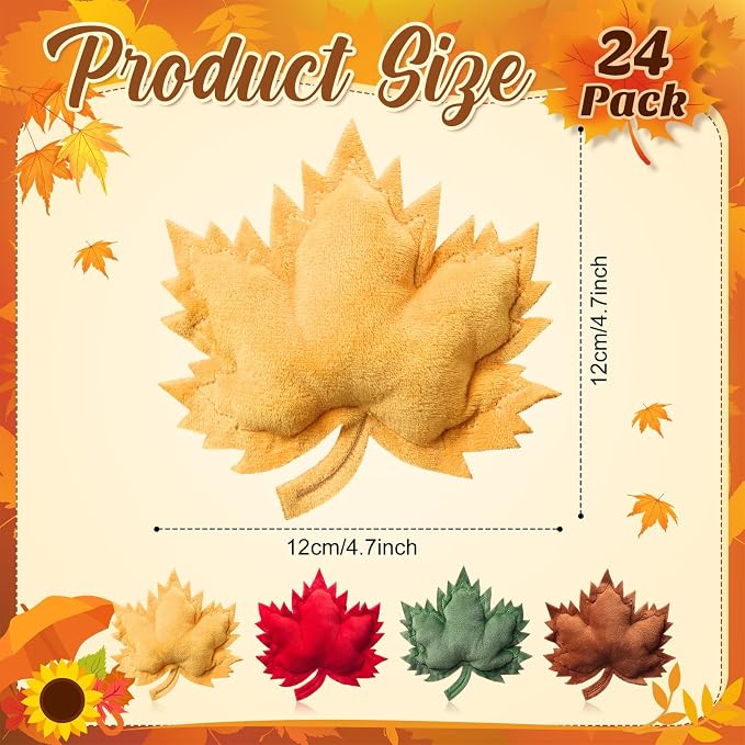 Civaner 48 Pcs Stuffed Dog Toy Squeaky Plush for Small Breed, Maple Leaves