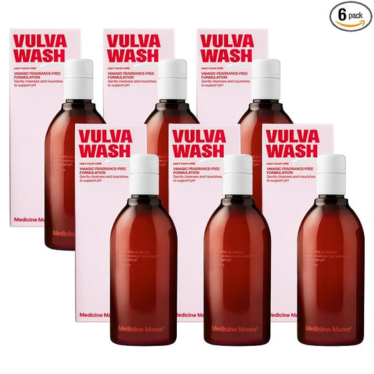 Medicine Mama's Apothecary VMAGIC Gentle Feminine Wash pH Balanced to Cleanse and Rejuvenate Intimate Skin with Chamomile, Collagen, Vitamin E and Sage – Hormone Free – 6 Pack, 8 oz Each