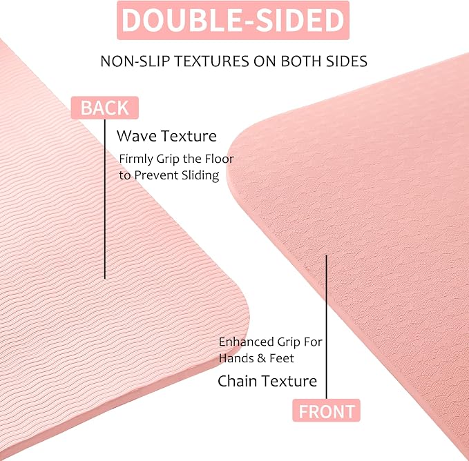 Thick and Wide Yoga Mat 72''x24''/35''(8mm/10mm) for Women and Men, Durable & Cushioned Yoga Mat with Carrying Strap for Pilates, Stretching and Home Workout
