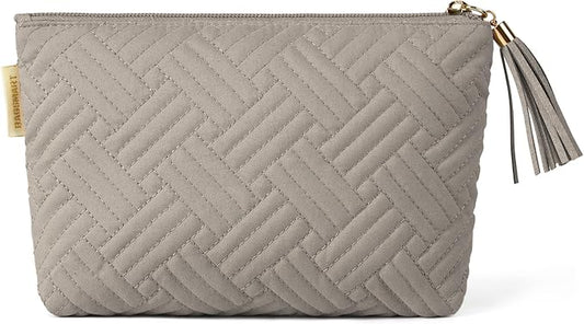 BAGSMART Small Makeup Bag, Elegant Cosmetic Pouch with Tassel, Soft Water-Resistant Travel Organizer for Women, Cosmetics & Everyday Essentials