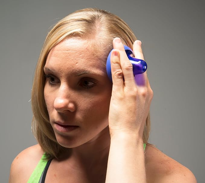 The Pressure Positive Co. Knobble II Handheld Massage Tool Ergonomic Durable Knob with a Comfort Band for Trigger-Point Deep-Tissue Relief of Neck, Jaw, Chest, Arms, Hands, Legs & Feet (Sapphire Blue)