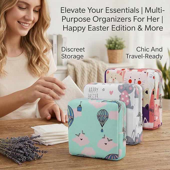 3Pcs Sanitary Pad Pouch, Sanitary Napkin Bag Pads for Women Pads Bags | Storage Bag Period Pouch Tampon Organizer Pouch Tampon Pad Holder for Purse, Pad Bags Feminine Care First Periods