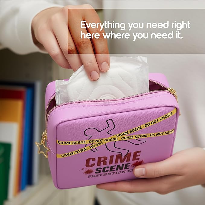 Period Pouch – Compact, Stylish, Discreet Period Bag For School with Waterproof Lining Fits Pads & Tampons, Cute Pad Bag for Teens, Travel, School, Girls Period Kit