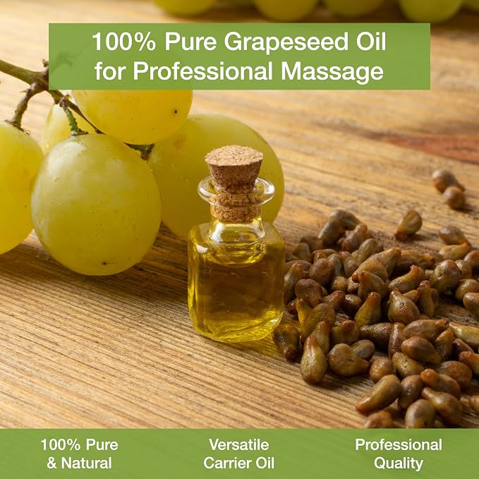 Bon Vital' Grapeseed Oil, 100% Pure Skin Toner and Massage Oil, For Hair Care, Aromatherapy, and Massage, Helps Reduce Wrinkles and Prevents Premature Aging, Skin Moisturizer, 8 Oz, Label may Vary